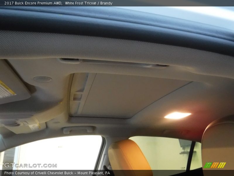 White Frost Tricoat / Brandy 2017 Buick Encore Premium AWD