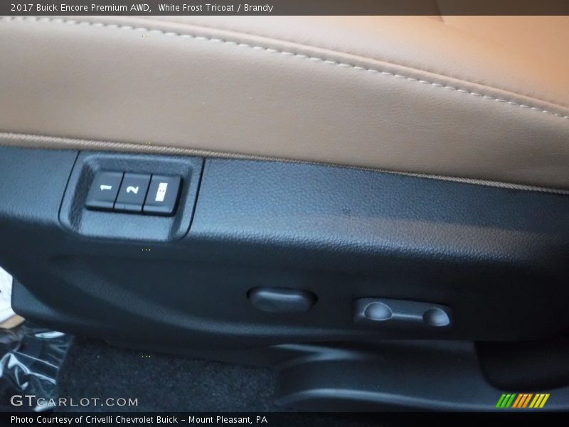 White Frost Tricoat / Brandy 2017 Buick Encore Premium AWD