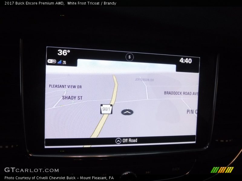 White Frost Tricoat / Brandy 2017 Buick Encore Premium AWD