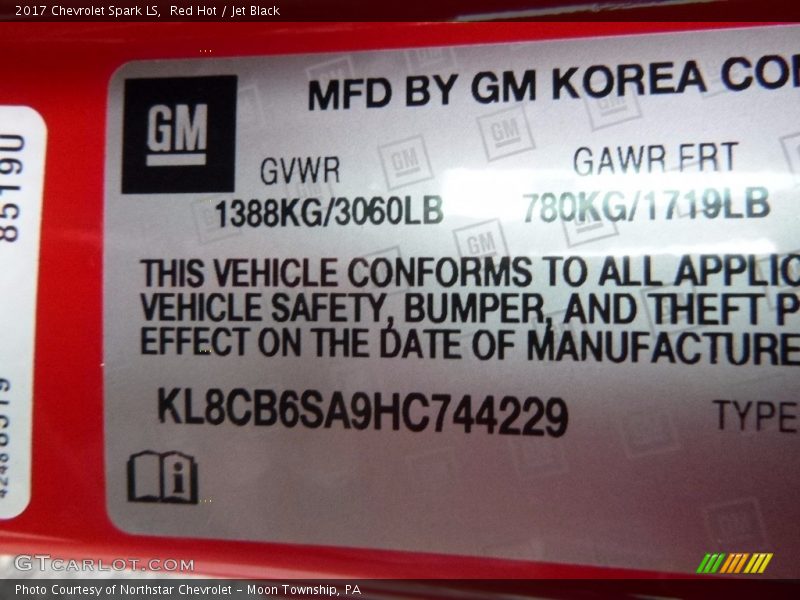 Red Hot / Jet Black 2017 Chevrolet Spark LS