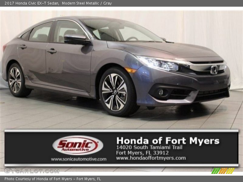 Modern Steel Metallic / Gray 2017 Honda Civic EX-T Sedan