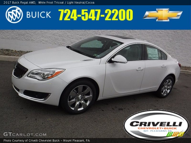 White Frost Tricoat / Light Neutral/Cocoa 2017 Buick Regal AWD