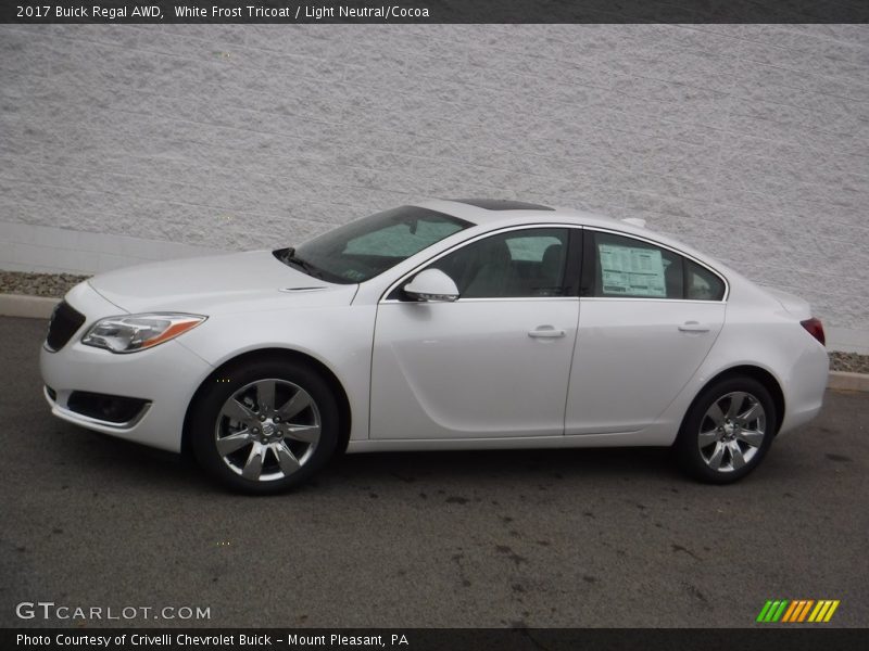 White Frost Tricoat / Light Neutral/Cocoa 2017 Buick Regal AWD