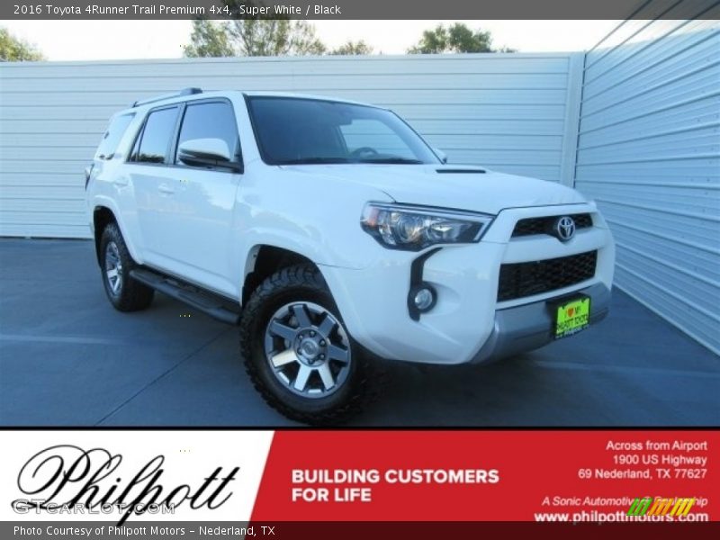 Super White / Black 2016 Toyota 4Runner Trail Premium 4x4