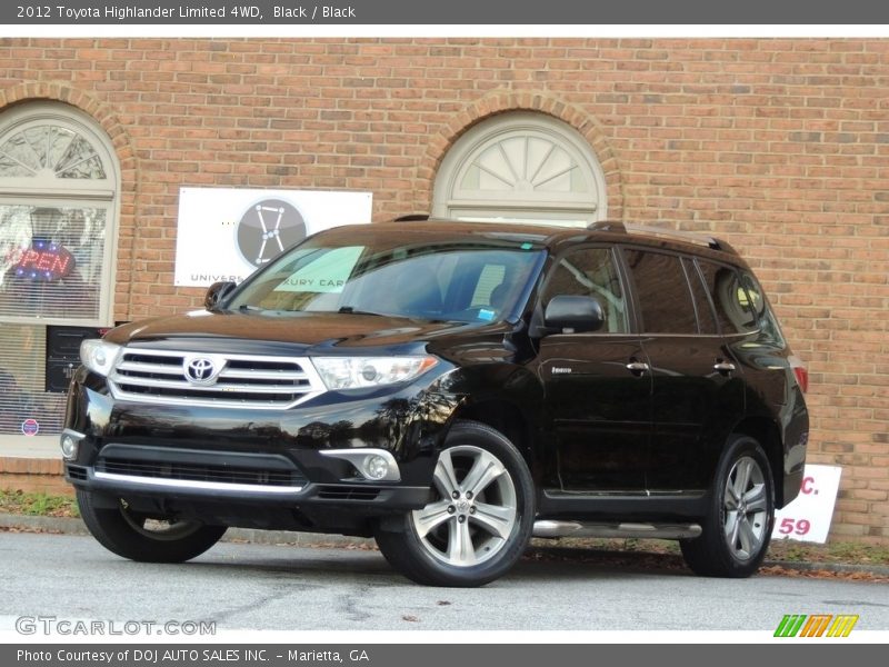 Black / Black 2012 Toyota Highlander Limited 4WD