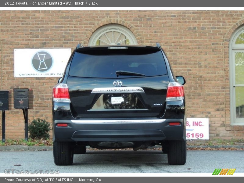 Black / Black 2012 Toyota Highlander Limited 4WD