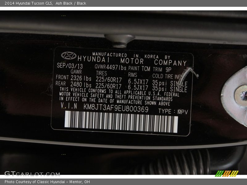 Ash Black / Black 2014 Hyundai Tucson GLS