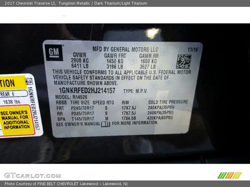 Tungsten Metallic / Dark Titanium/Light Titanium 2017 Chevrolet Traverse LS