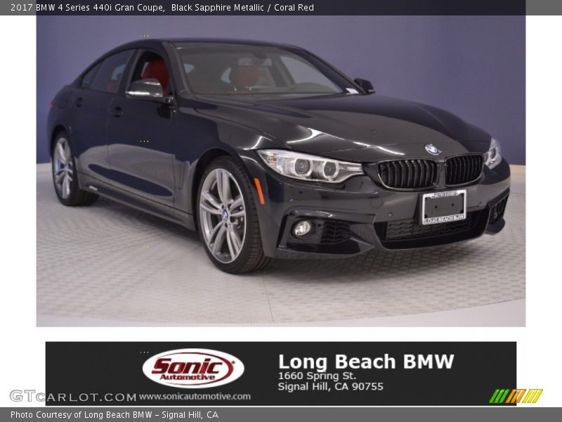 Black Sapphire Metallic / Coral Red 2017 BMW 4 Series 440i Gran Coupe