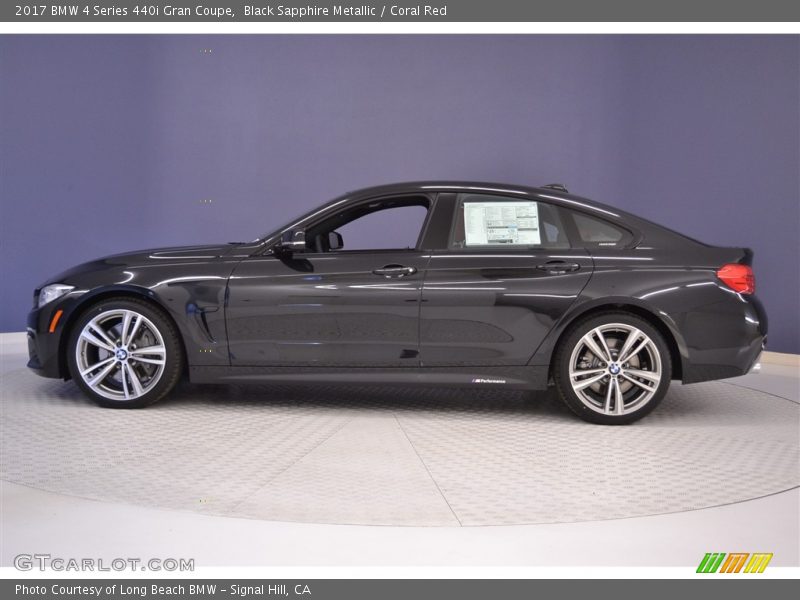 Black Sapphire Metallic / Coral Red 2017 BMW 4 Series 440i Gran Coupe