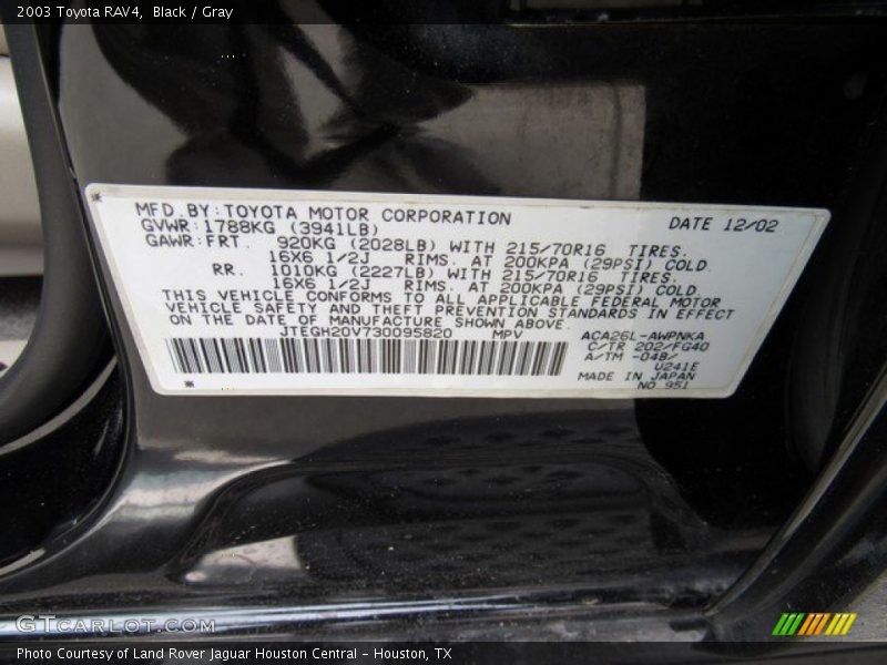 Black / Gray 2003 Toyota RAV4