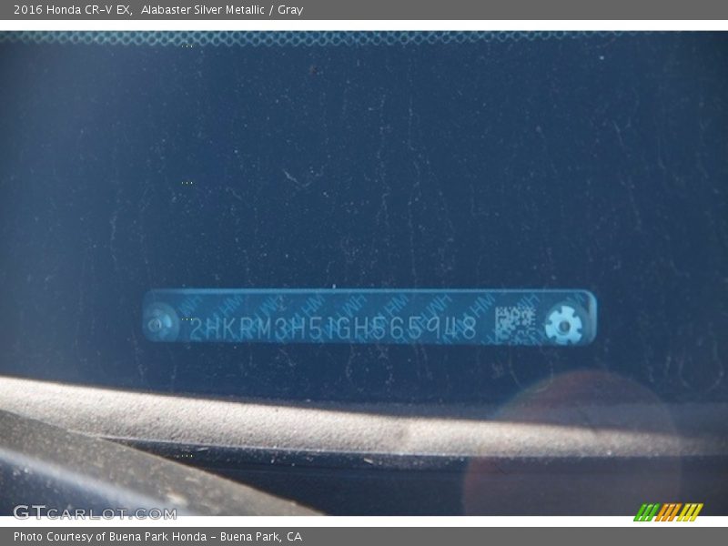 Alabaster Silver Metallic / Gray 2016 Honda CR-V EX