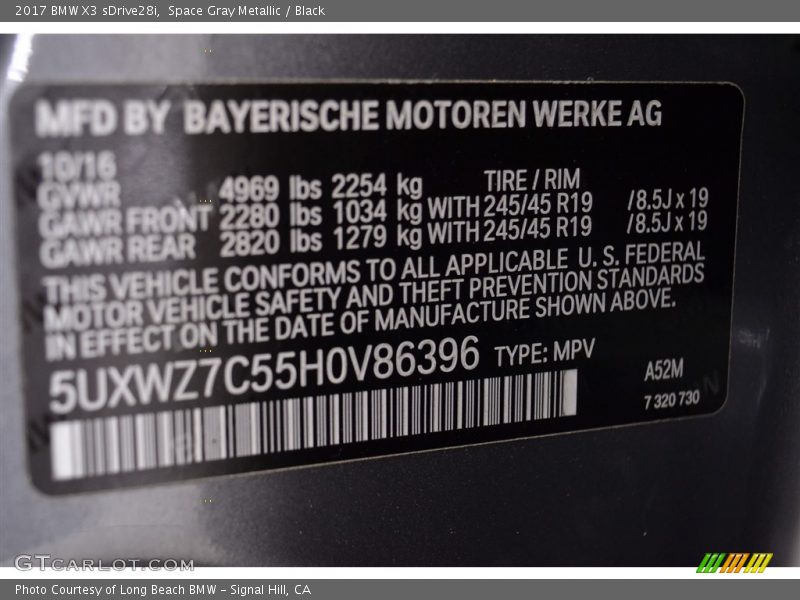 Space Gray Metallic / Black 2017 BMW X3 sDrive28i