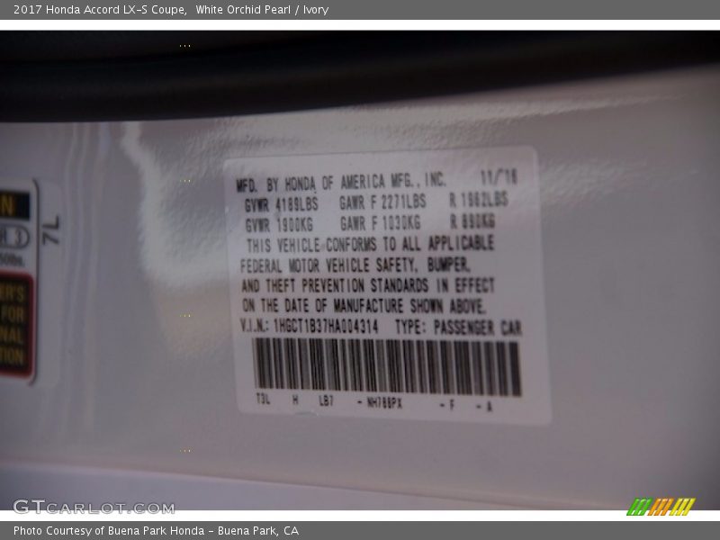 White Orchid Pearl / Ivory 2017 Honda Accord LX-S Coupe