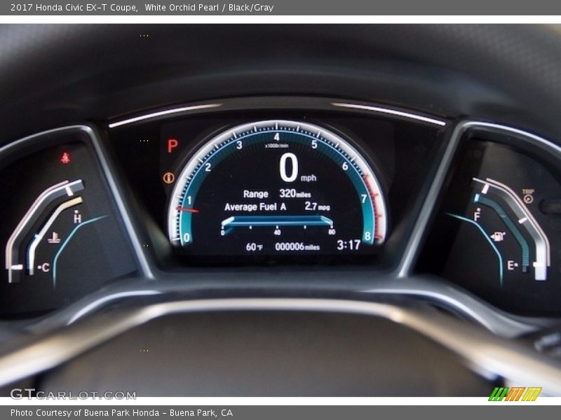 White Orchid Pearl / Black/Gray 2017 Honda Civic EX-T Coupe