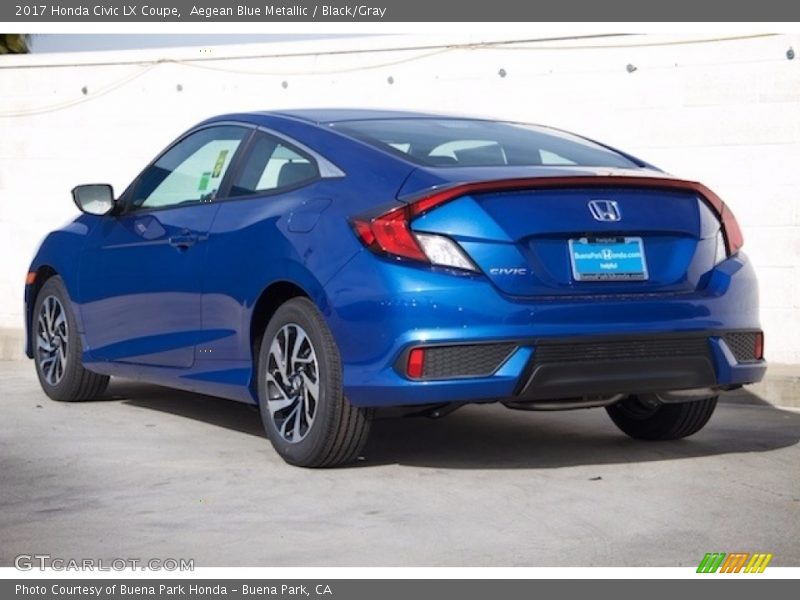 Aegean Blue Metallic / Black/Gray 2017 Honda Civic LX Coupe