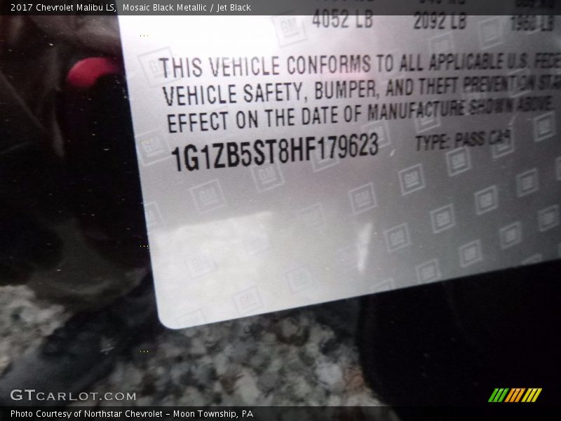 Mosaic Black Metallic / Jet Black 2017 Chevrolet Malibu LS