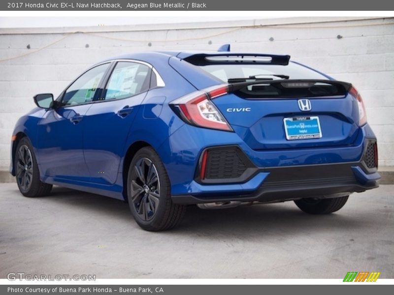 Aegean Blue Metallic / Black 2017 Honda Civic EX-L Navi Hatchback