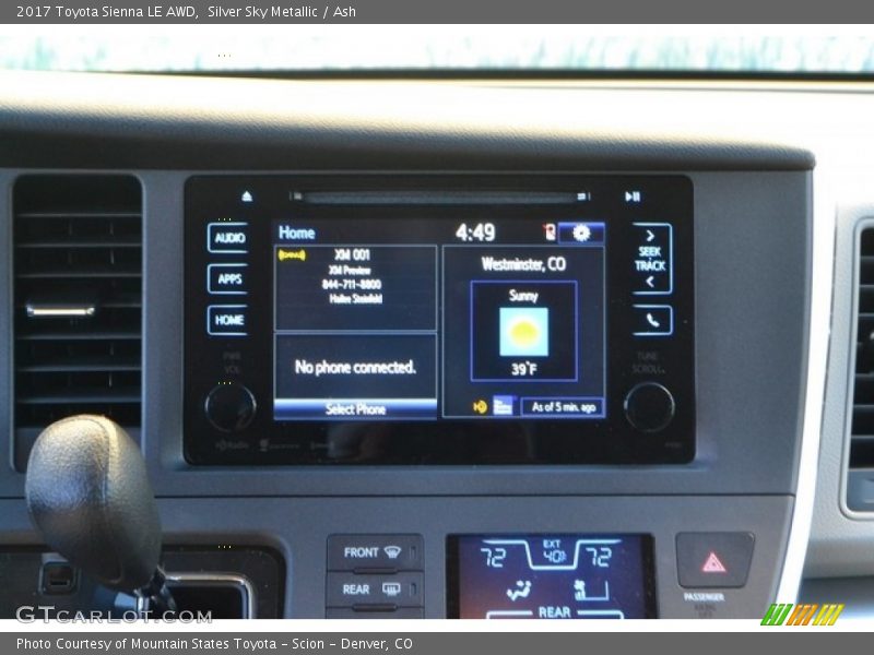 Silver Sky Metallic / Ash 2017 Toyota Sienna LE AWD