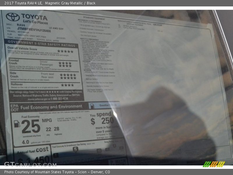 Magnetic Gray Metallic / Black 2017 Toyota RAV4 LE