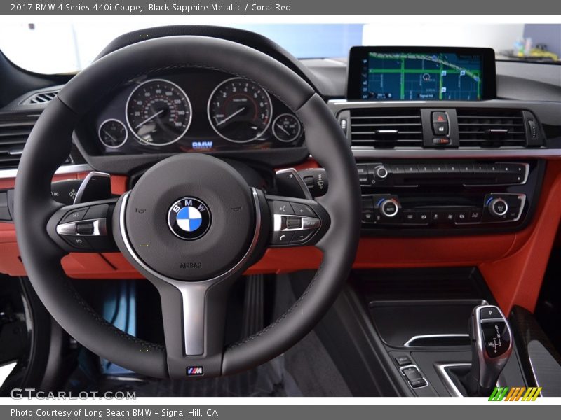 Black Sapphire Metallic / Coral Red 2017 BMW 4 Series 440i Coupe