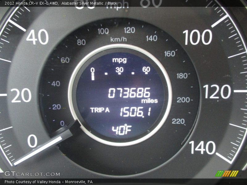 Alabaster Silver Metallic / Black 2012 Honda CR-V EX-L 4WD