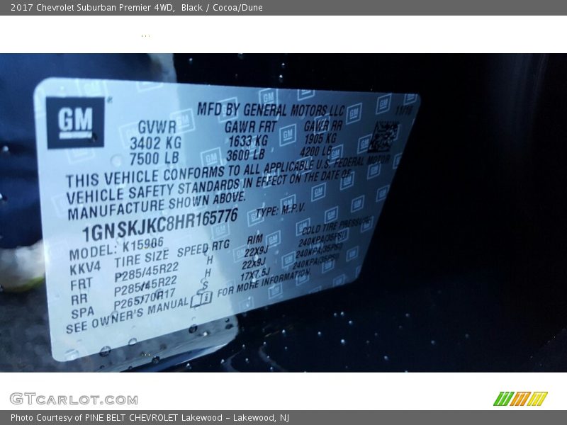 Black / Cocoa/Dune 2017 Chevrolet Suburban Premier 4WD