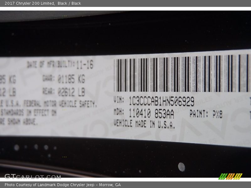 2017 200 Limited Black Color Code PX8