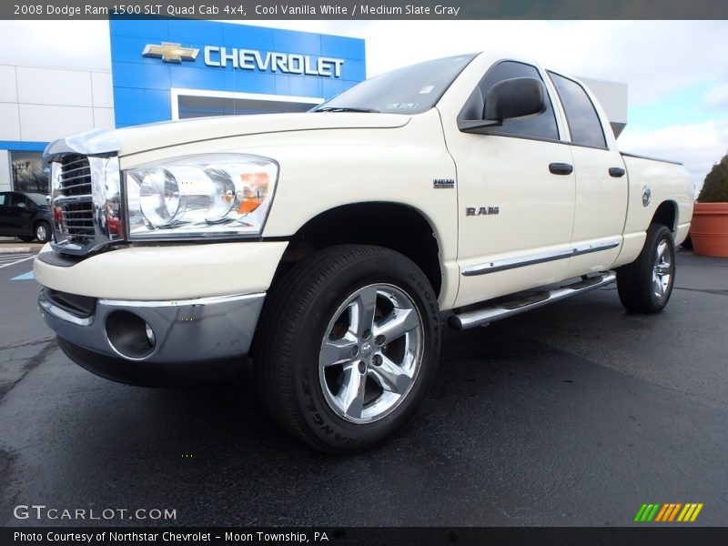 Cool Vanilla White / Medium Slate Gray 2008 Dodge Ram 1500 SLT Quad Cab 4x4