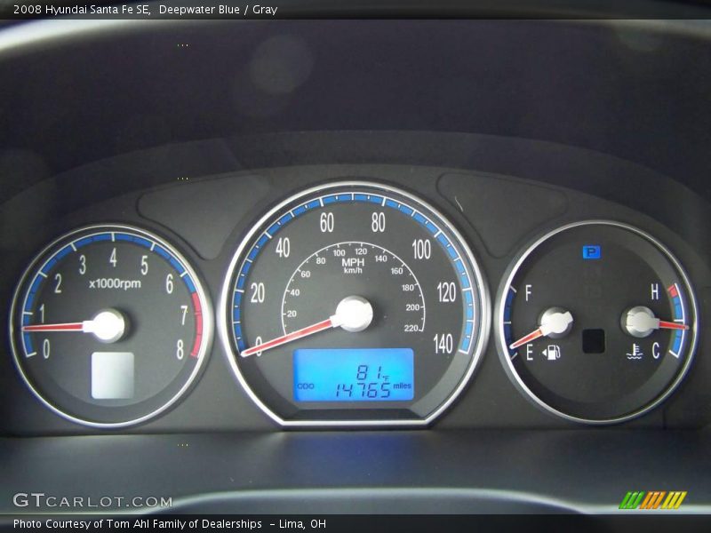 Deepwater Blue / Gray 2008 Hyundai Santa Fe SE