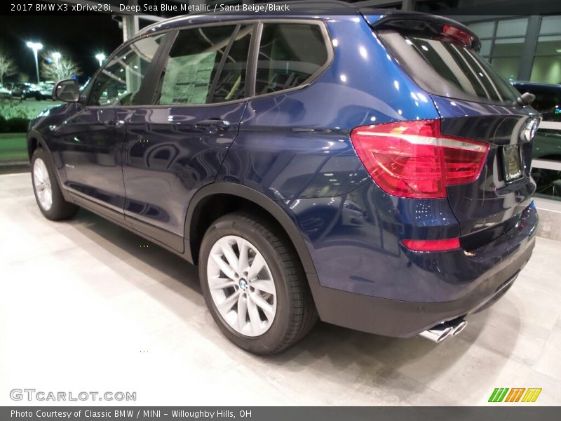 Deep Sea Blue Metallic / Sand Beige/Black 2017 BMW X3 xDrive28i
