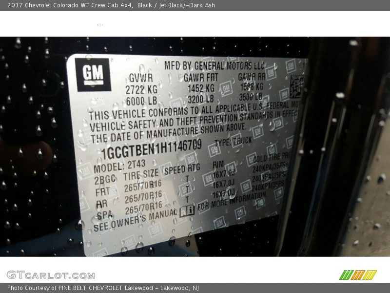 Black / Jet Black/­Dark Ash 2017 Chevrolet Colorado WT Crew Cab 4x4