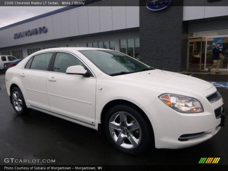 White / Ebony 2008 Chevrolet Malibu LT Sedan