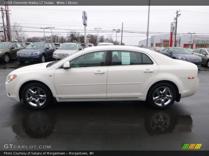 White / Ebony 2008 Chevrolet Malibu LT Sedan