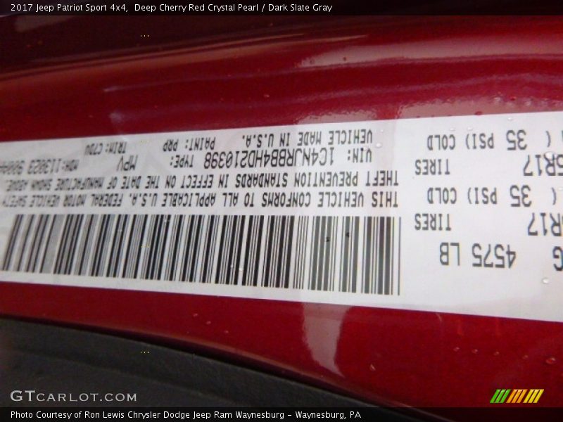 Deep Cherry Red Crystal Pearl / Dark Slate Gray 2017 Jeep Patriot Sport 4x4