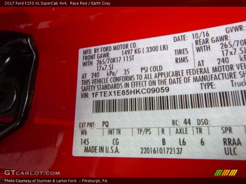 2017 F150 XL SuperCab 4x4 Race Red Color Code PQ