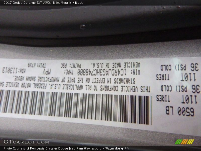 Billet Metallic / Black 2017 Dodge Durango SXT AWD