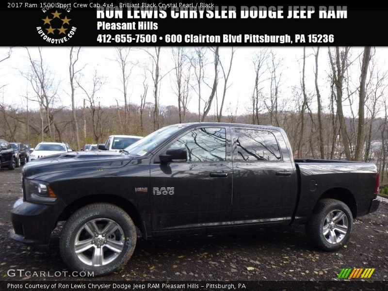 Brilliant Black Crystal Pearl / Black 2017 Ram 1500 Sport Crew Cab 4x4