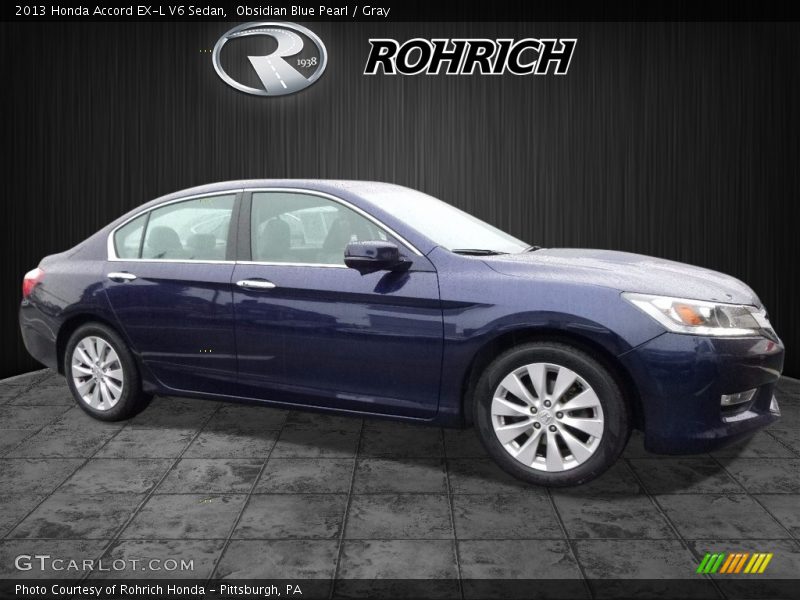 Obsidian Blue Pearl / Gray 2013 Honda Accord EX-L V6 Sedan