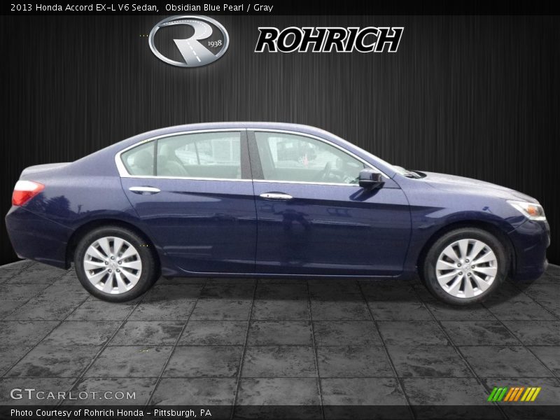 Obsidian Blue Pearl / Gray 2013 Honda Accord EX-L V6 Sedan
