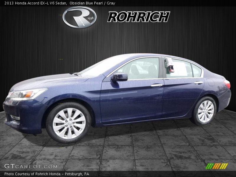 Obsidian Blue Pearl / Gray 2013 Honda Accord EX-L V6 Sedan