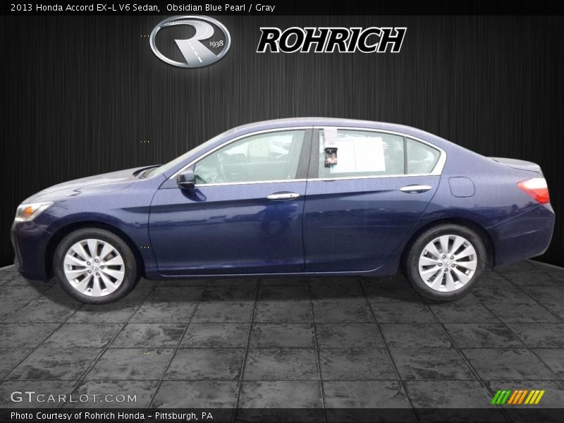 Obsidian Blue Pearl / Gray 2013 Honda Accord EX-L V6 Sedan