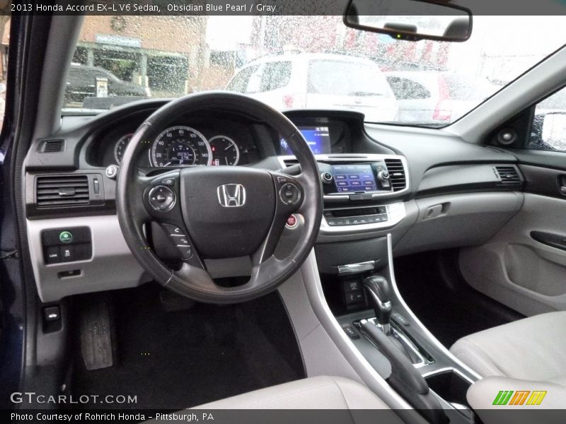 Obsidian Blue Pearl / Gray 2013 Honda Accord EX-L V6 Sedan