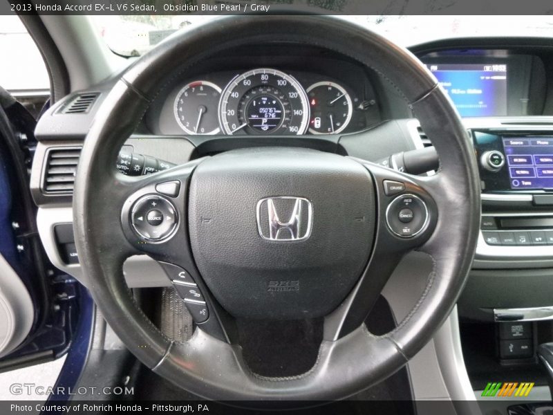 Obsidian Blue Pearl / Gray 2013 Honda Accord EX-L V6 Sedan
