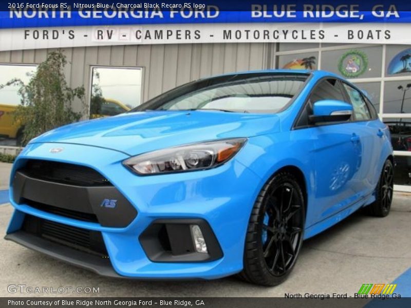 Nitrous Blue / Charcoal Black Recaro RS logo 2016 Ford Focus RS
