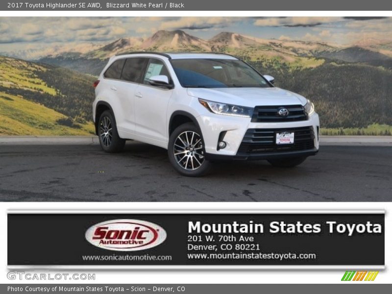 Blizzard White Pearl / Black 2017 Toyota Highlander SE AWD