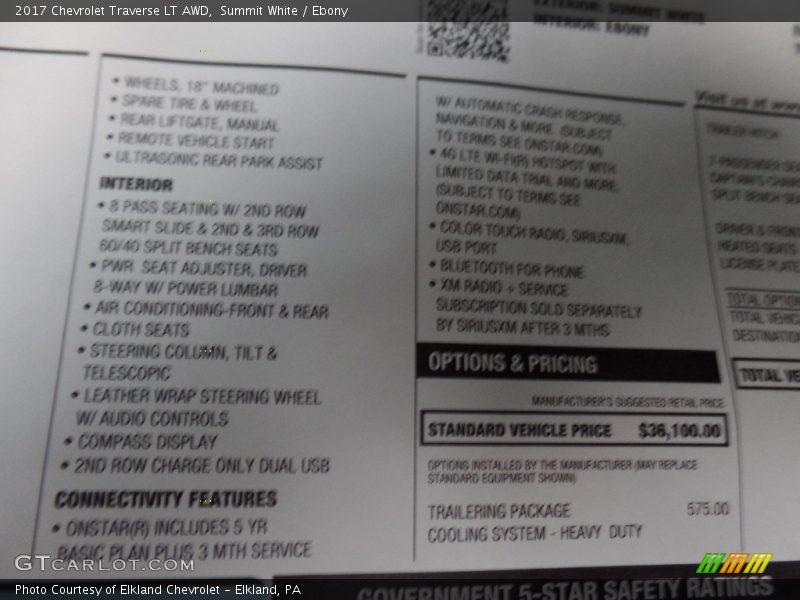 Summit White / Ebony 2017 Chevrolet Traverse LT AWD