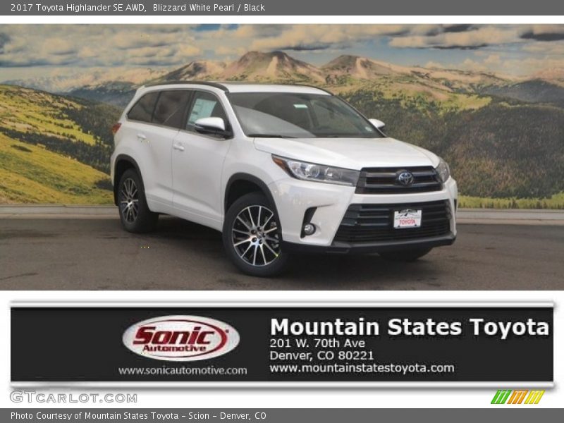 Blizzard White Pearl / Black 2017 Toyota Highlander SE AWD