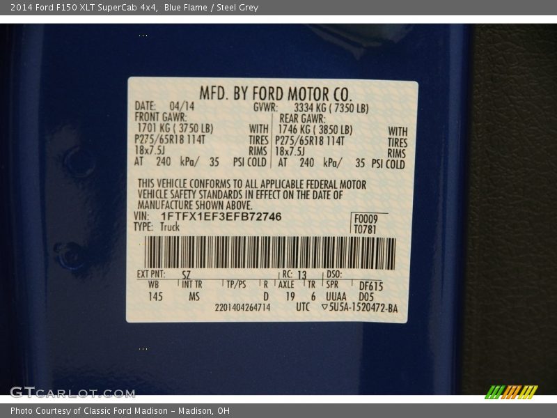 Blue Flame / Steel Grey 2014 Ford F150 XLT SuperCab 4x4
