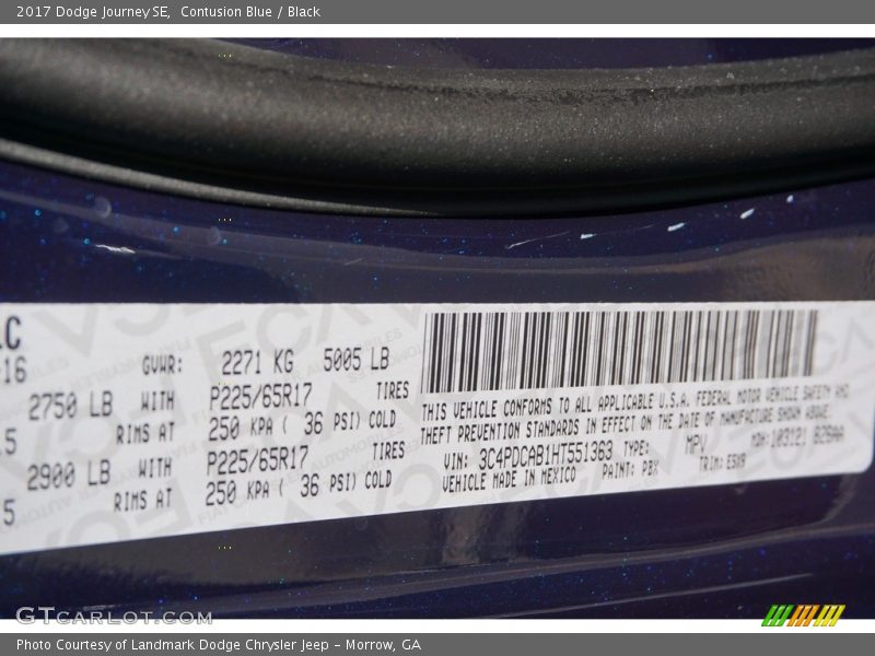 Contusion Blue / Black 2017 Dodge Journey SE